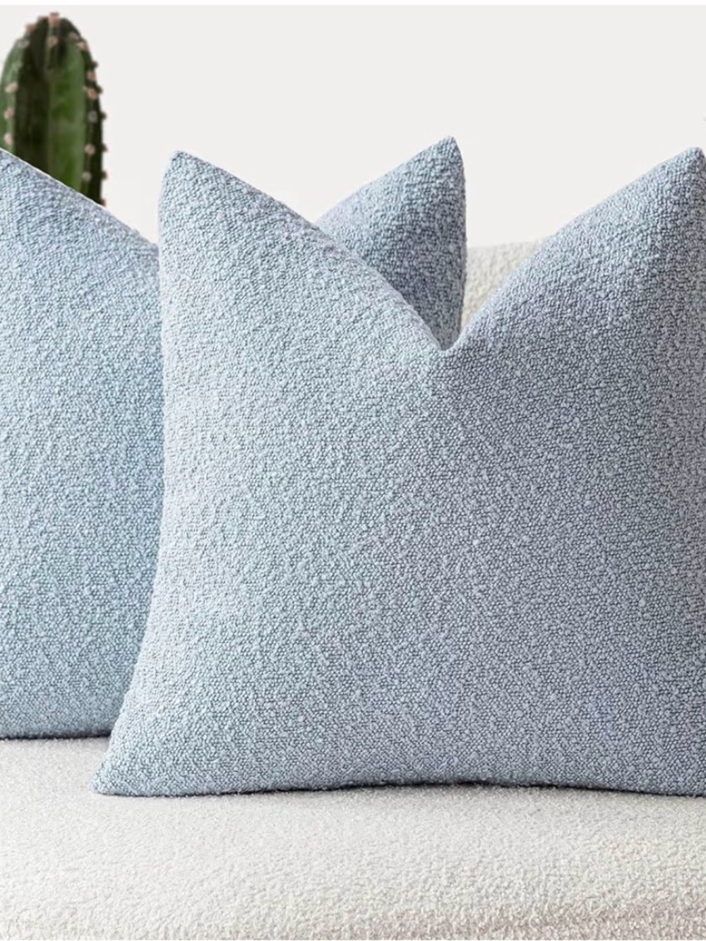 Light Blue Boucle Throw Pillows 18x18
